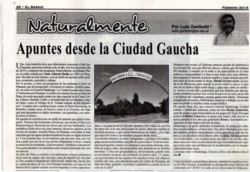 Peridico EL BARRIO | Apuntes desde la Ciudad Gaucha.  Febrero 2014. 